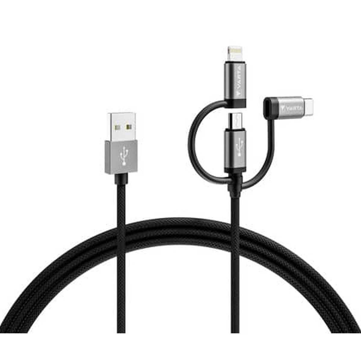 USB-kabel Varta 2 m Svart 3 i 1 USB-C Micro-USB Lightning